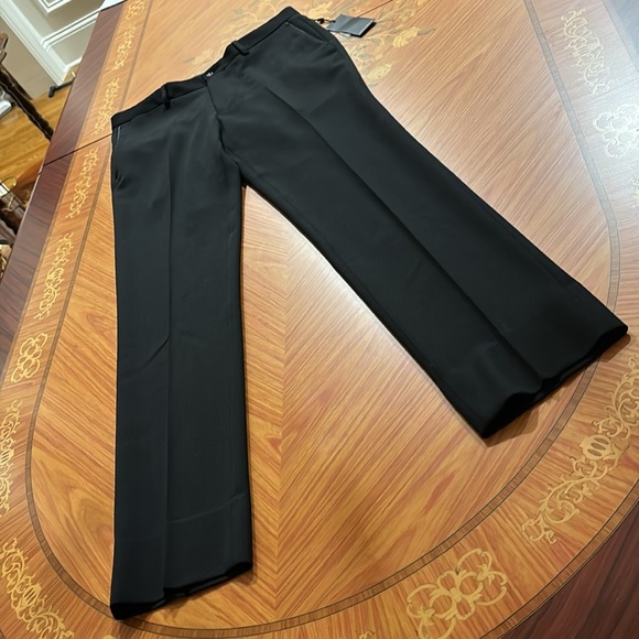 Ralph Lauren 100%Wool made in Italy black leather trim dress trouser pant sz.32R - Picture 1 of 16